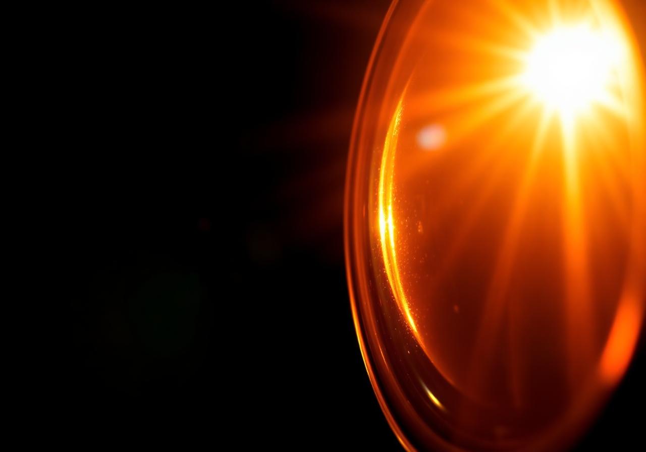 Sunscape optical lens emitting golden light